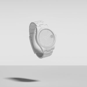 Abstract Image of White Painted Luxury Watch, Falling, Floating, Suspended, Isolated Against White