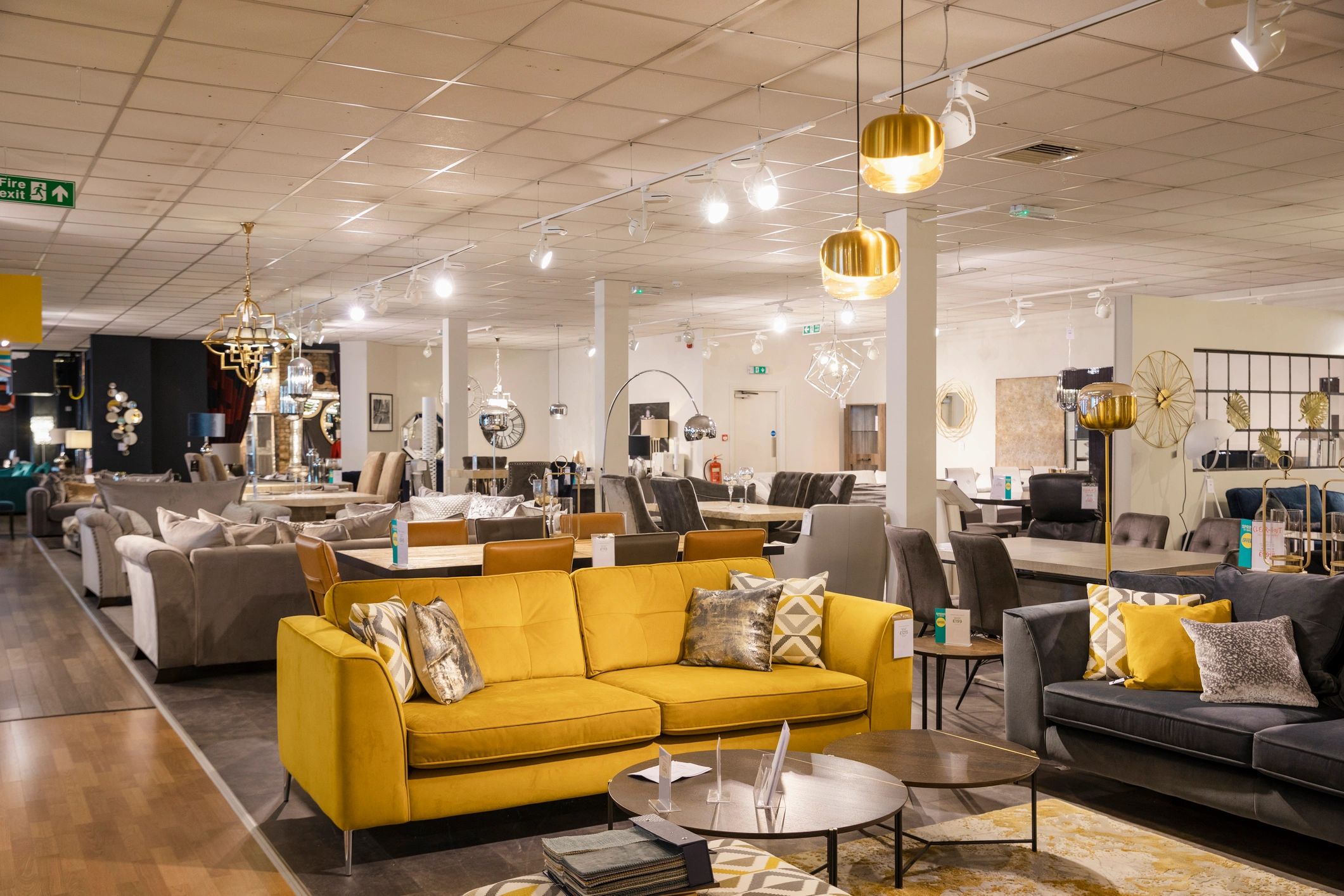 Luxury showroom interior with warm lighting