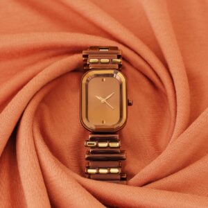 A beautiful ladies wrist watch artistically clicked with fabric background
