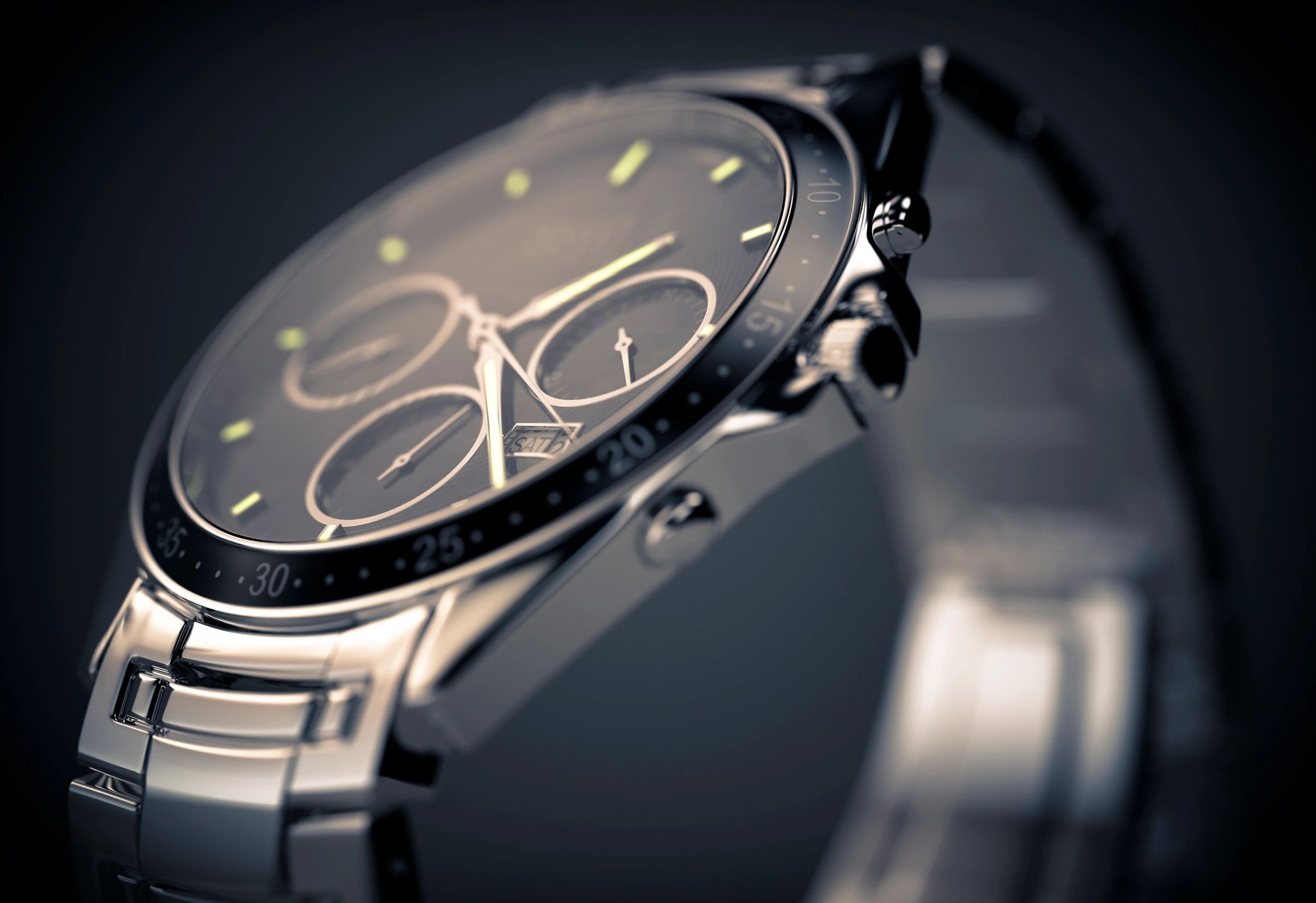Luxury wristwatch on a dark background