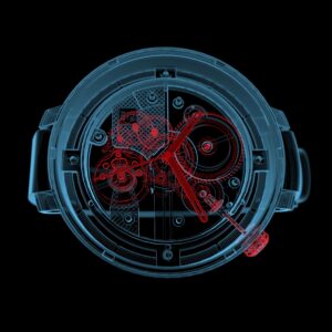 Zenith El Primero style skeleton chronograph on dark background with technical detail