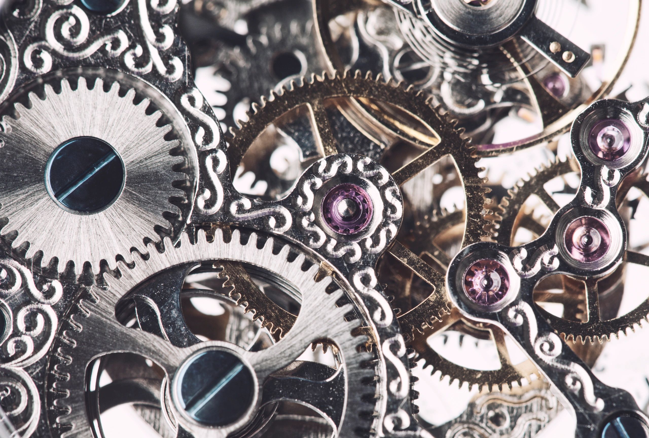Close-up clockwork gears and cogs